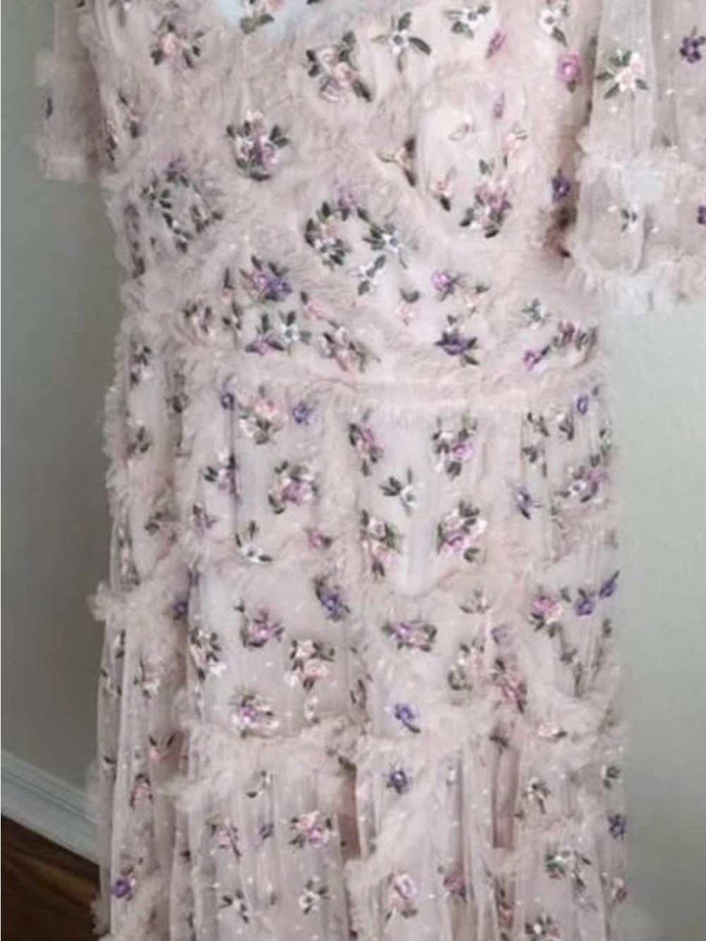 Needle & Thread Light Blush Floral Appliqué Wedding Gown